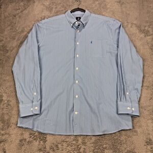 Johnnie O Shirt Men XXL Blue Gingham Check Prep-Formance Long Sleeve Button Down